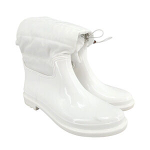 Calvin Klein Siston White Quilted Rain Boots Women’s Size 9M Waterproof Faux Fur